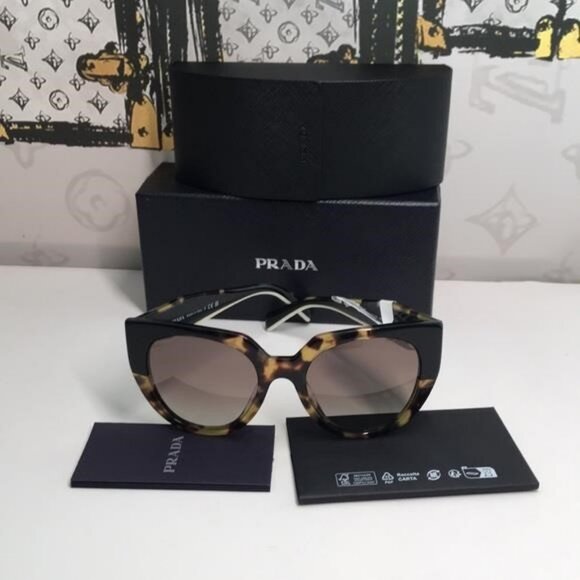 New Authentic Prada Cat Eye Sunglasses PR 14WS – Tortoise & Powder Frame - Picture 4 of 13